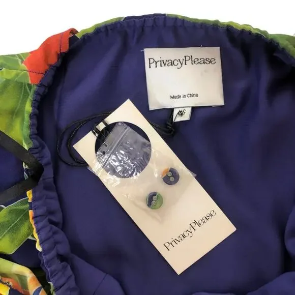 Privacy Please x REVOLVE Norval Dress Button Front Mini Size XS Blue Tropical - Picture 4 of 11